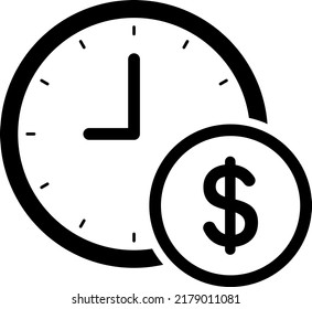 Clock and money isolated vector icon.