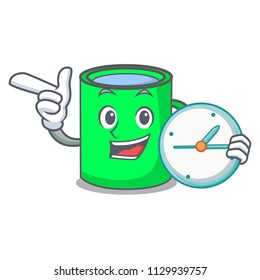 With clock mug character cartoon style