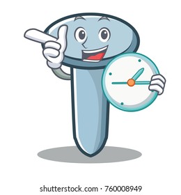 With clock nail character cartoon style