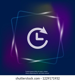 Clock neon light icon. Flat image clock. Layers grouped for easy editing illustration. For your design.