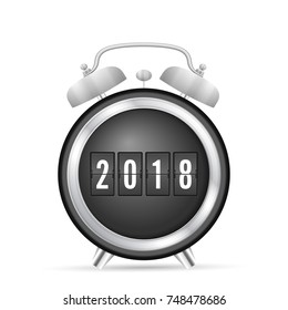 Clock with new year on a white background.
