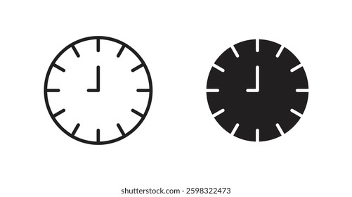Clock nine icon outlined icon vector collection.