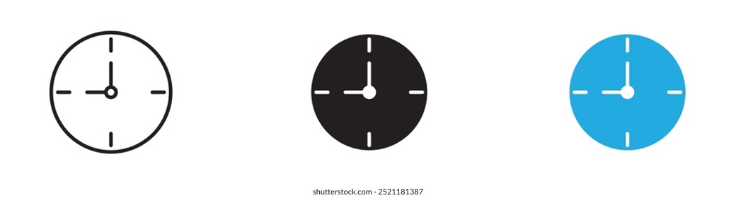 Clock nine icon thin line illustration