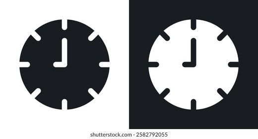 Clock nine icons set vectors black and colored style