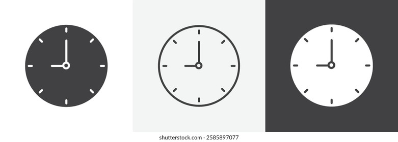 Clock nine vector icons collection graphic designs for ui designs