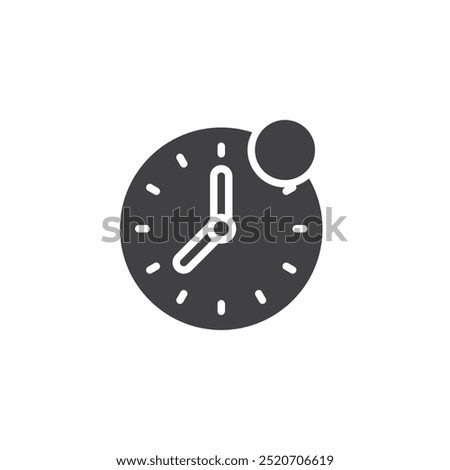 Clock with a notification dot vector icon. filled flat sign for mobile concept and web design. Reminder Alert glyph icon. Scheduled reminder symbol, logo illustration. Vector graphics