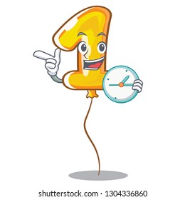 With clock number one balloon isolated in mascot