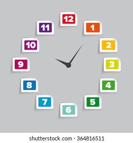 Clock number set. Vector label