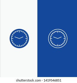 Clock, Office, Time, Wall, Watch Line and Glyph Solid icon Blue banner Line and Glyph Solid icon Blue banner