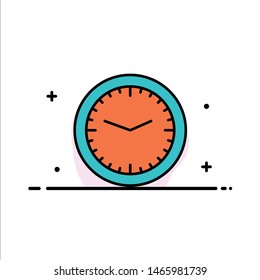 Clock, Office, Time, Wall, Watch  Business Flat Line Filled Icon Vector Banner Template. Vector Icon Template background