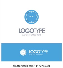 Clock, Office, Time, Wall, Watch Blue Solid Logo with place for tagline