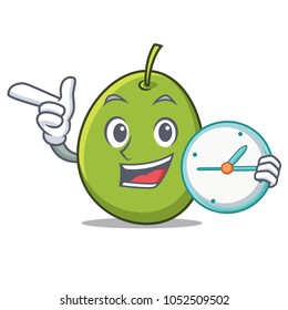 With clock olive character cartoon style