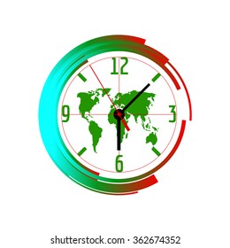 
at the clock on the abstract background