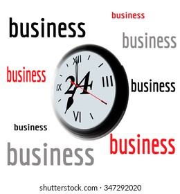 clock on background of the word Business