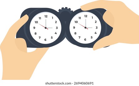 clock on binoculars for business time management concept

