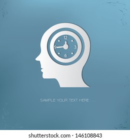 Clock on brain symbol,vector