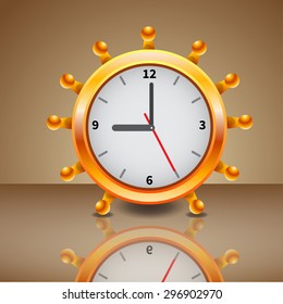 clock on a brown background. Vector illustration