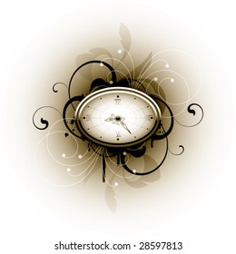 Clock on a floral background