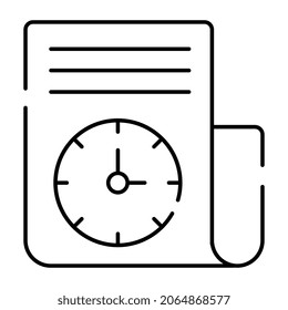 Clock on folded paper showing concept of project time