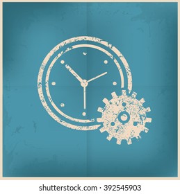 Clock on old background,grunge vector