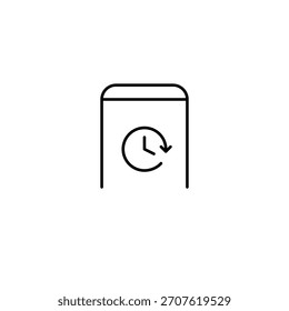 Reloj en el teléfono. Horas de trabajo, fecha límite del proyecto y tiempo de pantalla del usuario. Icono de Vector de trazo perfecto y editable