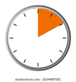 Ícone laranja do relógio. Símbolo de trimestre de tempo. Fatia laranja quente. Discagem vetorial.