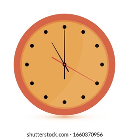 Clock in orange tones on a white background