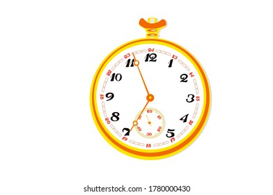 Clock orange-yellow. Timer, closeup on a white background. Vector.