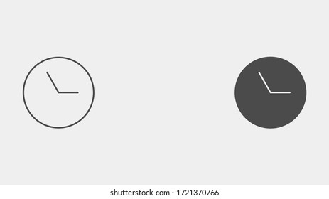Clock outline and filled vector icon sign symbol