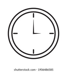 Clock Outline Icon. Clock Line Art Logo. Vector Illustration. Isolated on White Background. Editable Stroke
