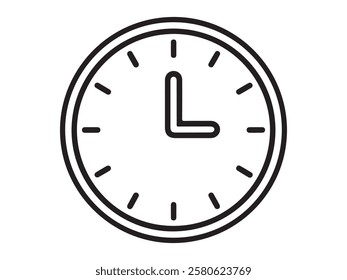 Clock outline icon vector on white background