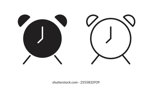 Clock outlined and solid icon vector collection.