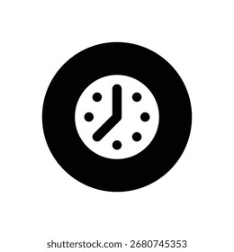 Relógio. Ícone de vetor de traçado com contorno e detalhes preenchidos em preto.