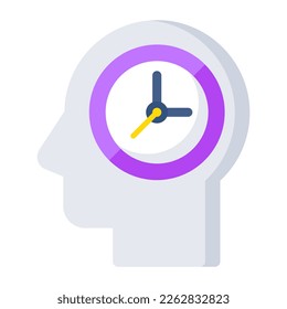 Clock over avatar head showcasing punctuality 