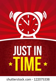 clock over red background, just in time. vector