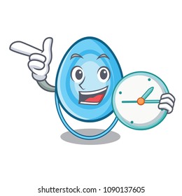 With clock oxygen mask character cartoon
