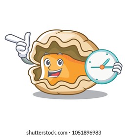 With clock oyster character cartoon style