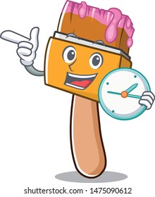 With clock paint brush in the cartoon shape