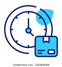 Clock with parcel denoting icon of delivery time, vector of logistics delivery