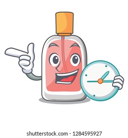 With clock parfum botlle shape on the cartoon