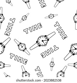 Patrón de reloj en blanco y negro. Vector sin foco.