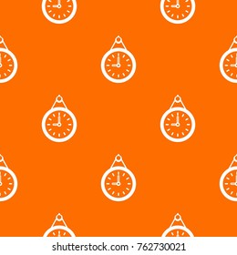Clock pattern repeat seamless in orange color for any design. Vector geometric illustration