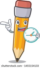 With clock pencil isolated with in the mascot