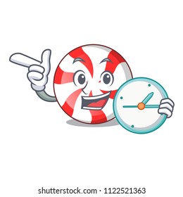 With clock peppermint candy character cartoon