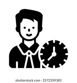 Clock with person concept icon of punctuality