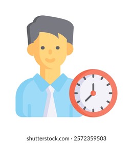 Clock with person concept icon of punctuality