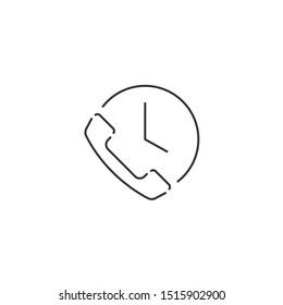 Clock with phone vector icon.