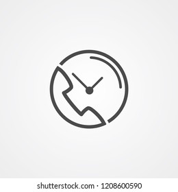 Clock with phone vector icon sign symbol