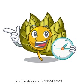With clock physalis fruit in the mascot fridge