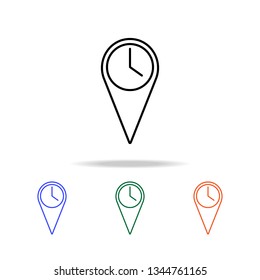 clock in pin icon. Elements of simple web icon in multi color. Premium quality graphic design icon. Simple icon for websites, web design, mobile app, info graphics